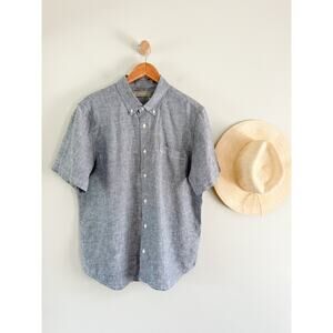 Everlane | NWT Linen Short Sleeve Standard Fit Shirt Blue White Pinstripe | Sz M